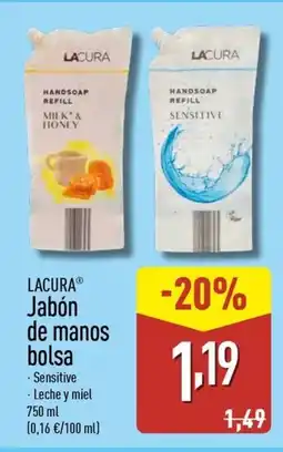 ALDI LACURA Jabón de manos bolsa oferta