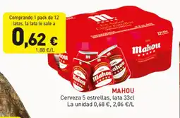 Hiperber MAHOU Cerveza 5 estrellas, lata oferta