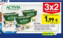 Hiperber ACTIVIA Yogur de avena y nueces, muesli, cereal, chía y almendras, avena y manzana o fibra cereales oferta