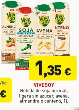 Hiperber VIVESOY Bebida de soja normal, ligera sin azucar, avena, almendra o centeno oferta