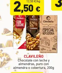Hiperber CLAVILEÑO Chocolate con leche y almendras, puro con almendra o cobertura oferta