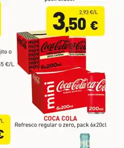 Hiperber COCA COLA Refresco regular o zero oferta