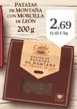 Supermercados Plaza Patatas de montaña con morcilla de león oferta