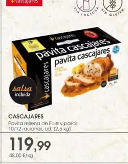 Supermercados Plaza CASCAJARES Pavita rellena de Foie y pasas 10/12 raciones oferta