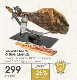 Supermercados Plaza VÁZQUEZ MOYA O JUAN MANUEL Jamón de bellota 100% raza ibérica oferta