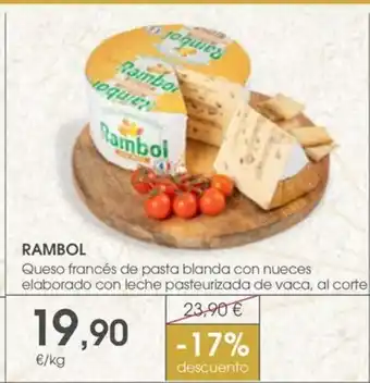 RAMBOL Queso francés de pasta blanda con nueces elaborado con leche pasteurizada de vaca, al corte