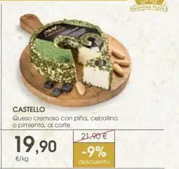 Supermercados Plaza CASTELLO Queso francés de pasta blanda con nueces elaborado con leche pasteurizada de vaca, al corte oferta