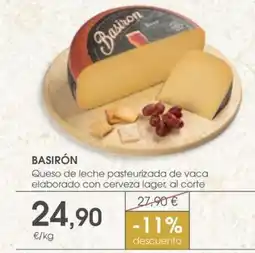 Supermercados Plaza BASIRÓN Queso de leche pasteurizada de vaca elaborado con cerveza lager, al corte oferta