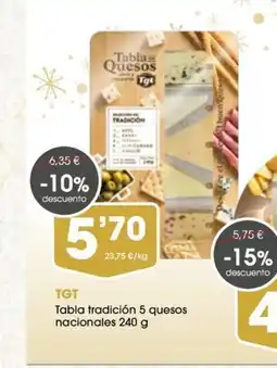Supermercados Plaza TGT Tabla tradición 5 quesos nacionales oferta