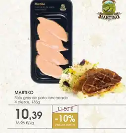 Supermercados Plaza MARTIKO Fole gras de pato loncheado oferta