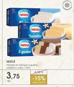 Supermercados Plaza NESTLÉ Helado en bloque 3 gustos, vainilla o nata oferta