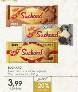 Supermercados Plaza SUCHARD Turrón de chcocolate crujiente, Oreo o almendra oferta