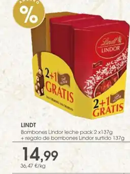 Supermercados Plaza LINDT Bombones Lindor leche oferta