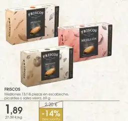Supermercados Plaza FRISCOS Mejillones 13/18 piezas en escabeche, picantes o salsa vieira oferta