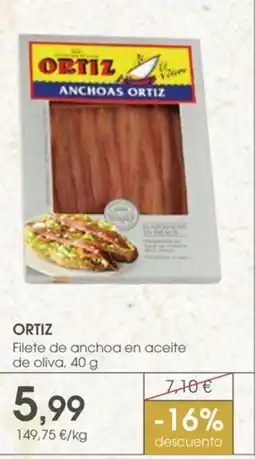 Supermercados Plaza ORTIZ Filete de anchoa en aceite de oliva40 g oferta