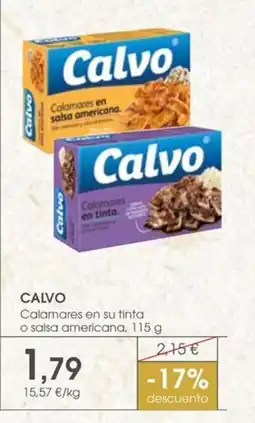 Supermercados Plaza CALVO Calamares en su tinta o salsa americana oferta