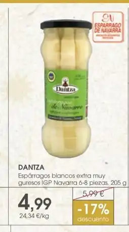 Supermercados Plaza DANTZA Espárragos blancos extra muy guresos IGP Navarra 6-8 piezas oferta