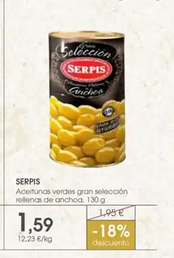 Supermercados Plaza SERPIS Aceitunas verdes gran selección rellenas de anchoa oferta