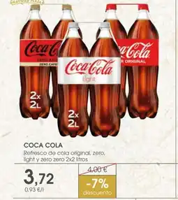 Supermercados Plaza COCA COLA Refresco de cola original, zero, light y zero zero oferta