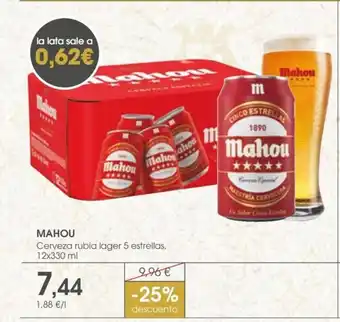 Supermercados Plaza MAHOU Cerveza rubia lager 5 estrellas oferta