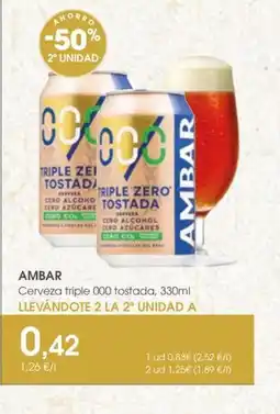 Supermercados Plaza AMBAR Cerveza triple 000 tostada oferta