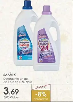 Supermercados Plaza SAAMIX Detergente en gel Azul o 2 en 1, 60 dosis oferta