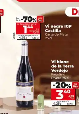 Dia CARTA DE PLATA Vi negre IGP Castilla oferta