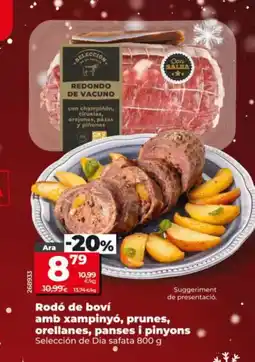 Dia SELECCIÓN DE DIA Rodó de boví amb xampinyó, prunes, orellanes, panses i pinyons oferta
