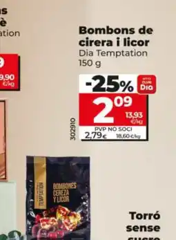 Dia DIA TEMPTATION Bombons de cirera i licor oferta