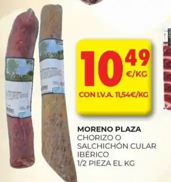 MORENO PLAZA Chorizo o salchichón cular ibérico