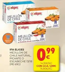 CashDiplo IFA ELIGES Mejillon de chile natural, picante o escabeche 13/18 oferta