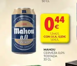 CashDiplo MAHOU Cerveza 0,0% tostada oferta
