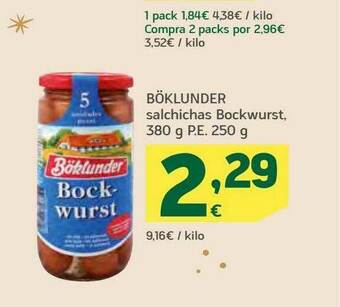 HiperDino Böklunder Salchichas Bockwurst oferta