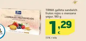 HiperDino Tirma Galleta Sandwich Frutos Rojos O Manzana Yogur oferta