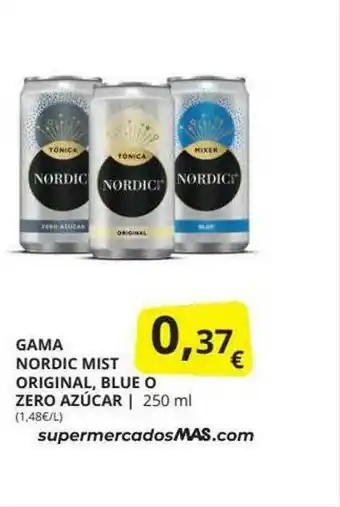 Supermercados MAS Gama Nordic Mist Original Blue O Zero Azúcar oferta