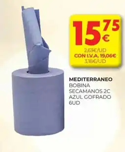 CashDiplo MEDITERRANEO Bobina secamanos 2c azul gofrado 6ud oferta