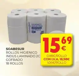 CashDiplo SOABESUR Rollos higienico indus laminado 2c gofrado 18 rollos oferta