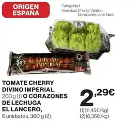 Hipercor Tomate cherry divino imperial o corazones de lechuga el lancero oferta