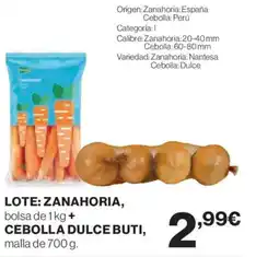 Hipercor Lote: zanahoria cebolla dulce buti oferta