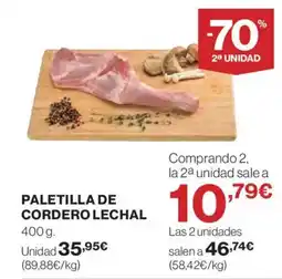 Hipercor Paletilla de cordero lechal oferta