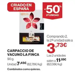 Hipercor LA FINCA Carpaccio de vacuno oferta