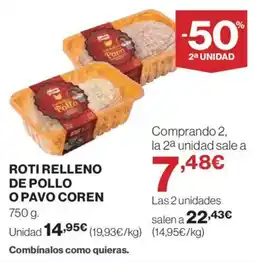 Hipercor Roti relleno de pollo o pavo coren oferta