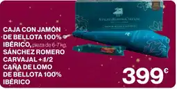 Hipercor Caja con jamón de bellota 100% ibérico sánchez romero carvajal + 1/2 caña de lomo de bellota 100% ibérico oferta