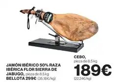 Hipercor Jamón ibérico 50% raza ibérica flor sierra de jabugo bellota oferta