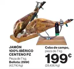 Hipercor Jamón 100% ibérico centeno pz oferta