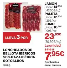 Hipercor Loncheados de bellota ibéricos 50% raza ibérica sotoalbos oferta