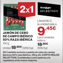 Hipercor Jamón de cebo de campo ibérico 50% raza ibérica oferta