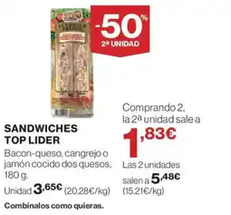 Hipercor TOP LIDER Sandwiches oferta
