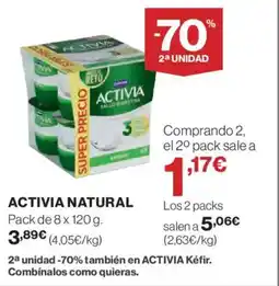Hipercor Activia natural oferta