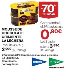 Hipercor LA LECHERA Mousse de chocolate crujiente oferta